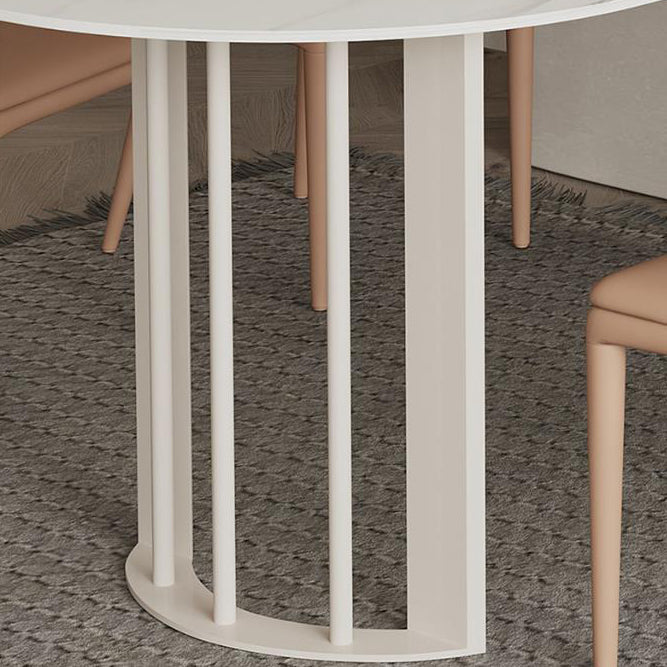Living Room Simple Stone Table White Oval Table with Metal Pedestal Clearhalo 'Dining Tables & Seating' 'Dining Tables' 'dining_table' 'Furniture' 'furniture_dining_table' 'Kitchen & Dining Furniture' 'kitchen' 'kitchen_dining_table' 4911542
