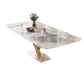 White Stone Dining Table Household Small Apartment Dining Furniture with Pedestal Base Beige Without Chairs Clearhalo 'Dining Tables & Seating' 'Dining Tables' 'dining_table' 'furn' 'furn_dining_table' 'Furniture' 'furniture_dining_table' 'Kitchen & Dining Furniture' 'kitchen' 'kitchen_dining_table' 4911552