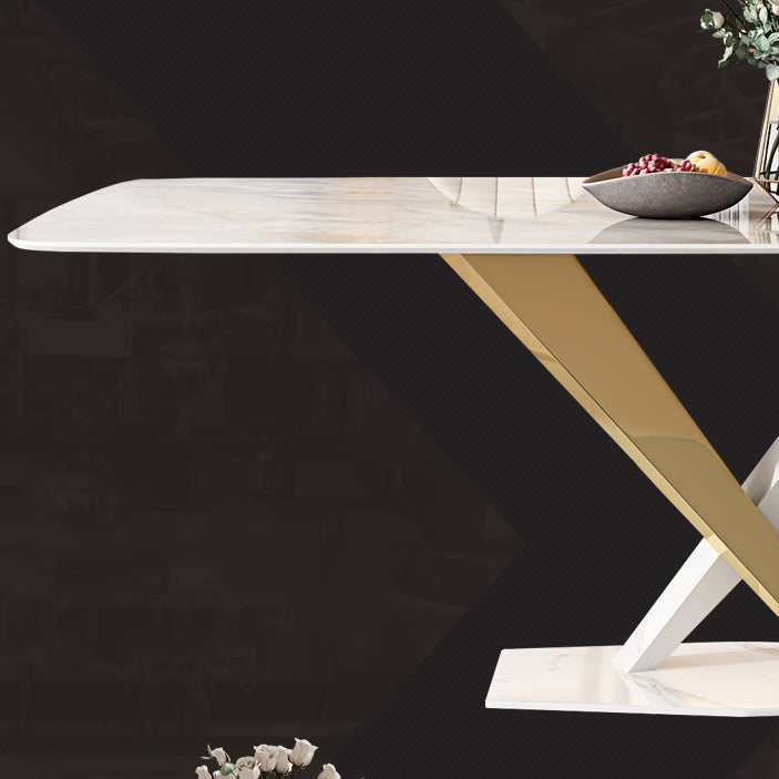White Stone Dining Table Household Small Apartment Dining Furniture with Pedestal Base Clearhalo 'Dining Tables & Seating' 'Dining Tables' 'dining_table' 'furn' 'furn_dining_table' 'Furniture' 'furniture_dining_table' 'Kitchen & Dining Furniture' 'kitchen' 'kitchen_dining_table' 4911560