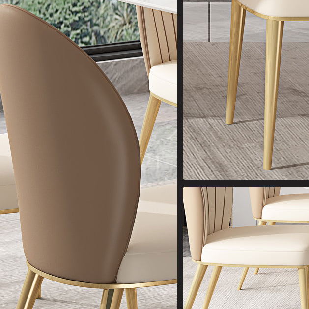 White Stone Dining Table Household Small Apartment Dining Furniture with Pedestal Base Clearhalo 'Dining Tables & Seating' 'Dining Tables' 'dining_table' 'furn' 'furn_dining_table' 'Furniture' 'furniture_dining_table' 'Kitchen & Dining Furniture' 'kitchen' 'kitchen_dining_table' 4911561