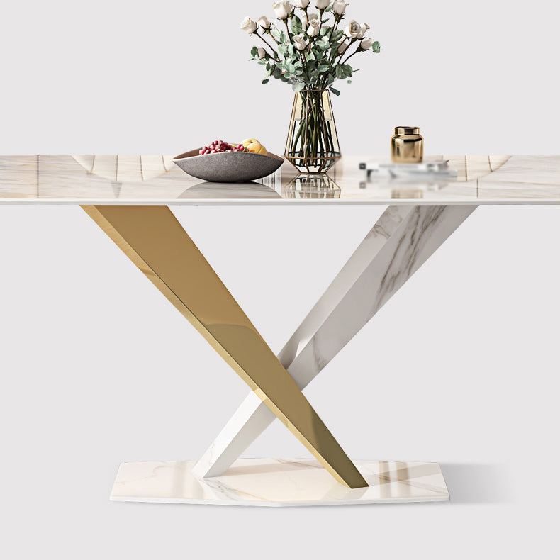 White Stone Dining Table Household Small Apartment Dining Furniture with Pedestal Base Clearhalo 'Dining Tables & Seating' 'Dining Tables' 'dining_table' 'furn' 'furn_dining_table' 'Furniture' 'furniture_dining_table' 'Kitchen & Dining Furniture' 'kitchen' 'kitchen_dining_table' 4911562