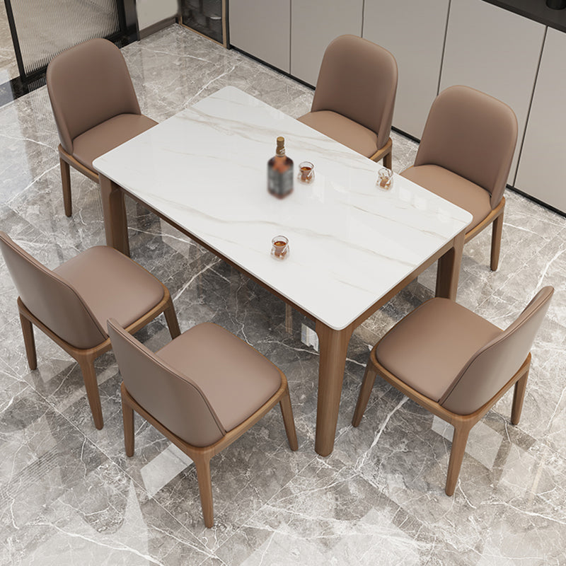 Mid-Century Modern Dining Table Stone Dining Table with Solid Wood Base White Clearhalo 'Dining Tables & Seating' 'Dining Tables' 'dining_table' 'Furniture' 'furniture_dining_table' 'Kitchen & Dining Furniture' 'kitchen' 'kitchen_dining_table' 4911570
