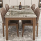 Mid-Century Modern Dining Table Stone Dining Table with Solid Wood Base Gray Clearhalo 'Dining Tables & Seating' 'Dining Tables' 'dining_table' 'Furniture' 'furniture_dining_table' 'Kitchen & Dining Furniture' 'kitchen' 'kitchen_dining_table' 4911571