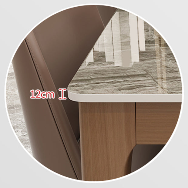 Mid-Century Modern Dining Table Stone Dining Table with Solid Wood Base Clearhalo 'Dining Tables & Seating' 'Dining Tables' 'dining_table' 'Furniture' 'furniture_dining_table' 'Kitchen & Dining Furniture' 'kitchen' 'kitchen_dining_table' 4911578