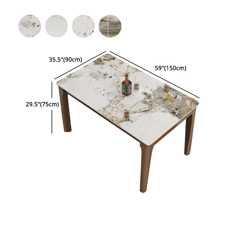 Mid-Century Modern Dining Table Stone Dining Table with Solid Wood Base Clearhalo 'Dining Tables & Seating' 'Dining Tables' 'dining_table' 'Furniture' 'furniture_dining_table' 'Kitchen & Dining Furniture' 'kitchen' 'kitchen_dining_table' 4911582