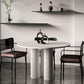 Round Dining Table Stone Top Dining Table with MDF Base for Dining Room White 47.2"L x 47.2"W x 29.5"H Without Chairs Clearhalo 'Dining Tables & Seating' 'Dining Tables' 'dining_table' 'furn' 'furn_dining_table' 'Furniture' 'furniture_dining_table' 'Kitchen & Dining Furniture' 'kitchen' 'kitchen_dining_table' 4911583