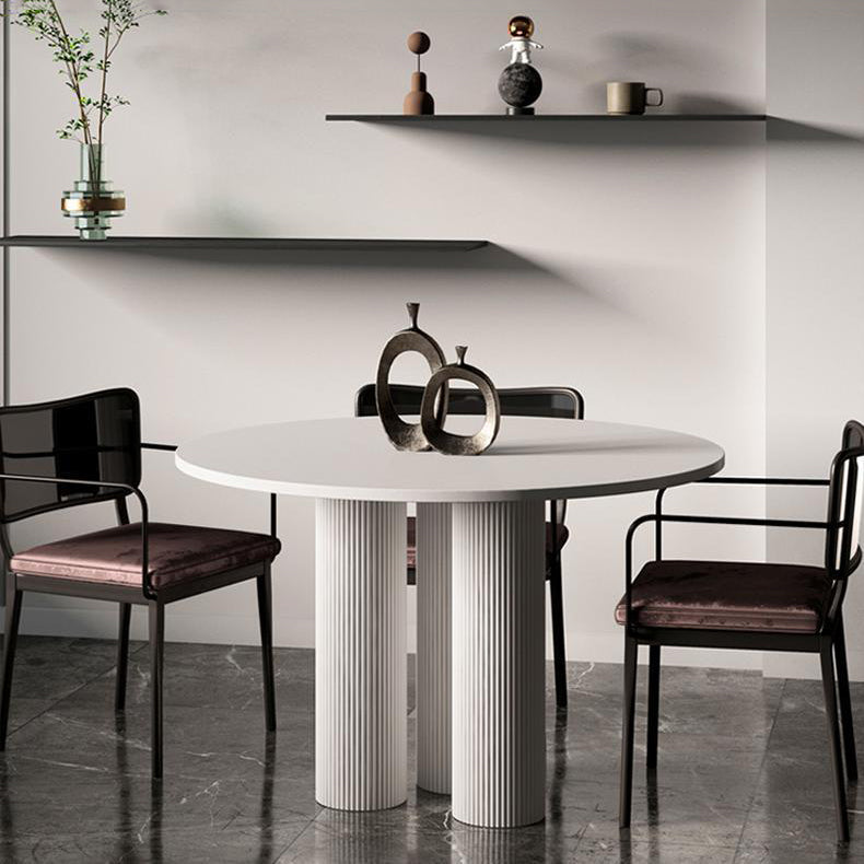 Round Dining Table Stone Top Dining Table with MDF Base for Dining Room White 47.2"L x 47.2"W x 29.5"H Without Chairs Clearhalo 'Dining Tables & Seating' 'Dining Tables' 'dining_table' 'furn' 'furn_dining_table' 'Furniture' 'furniture_dining_table' 'Kitchen & Dining Furniture' 'kitchen' 'kitchen_dining_table' 4911583