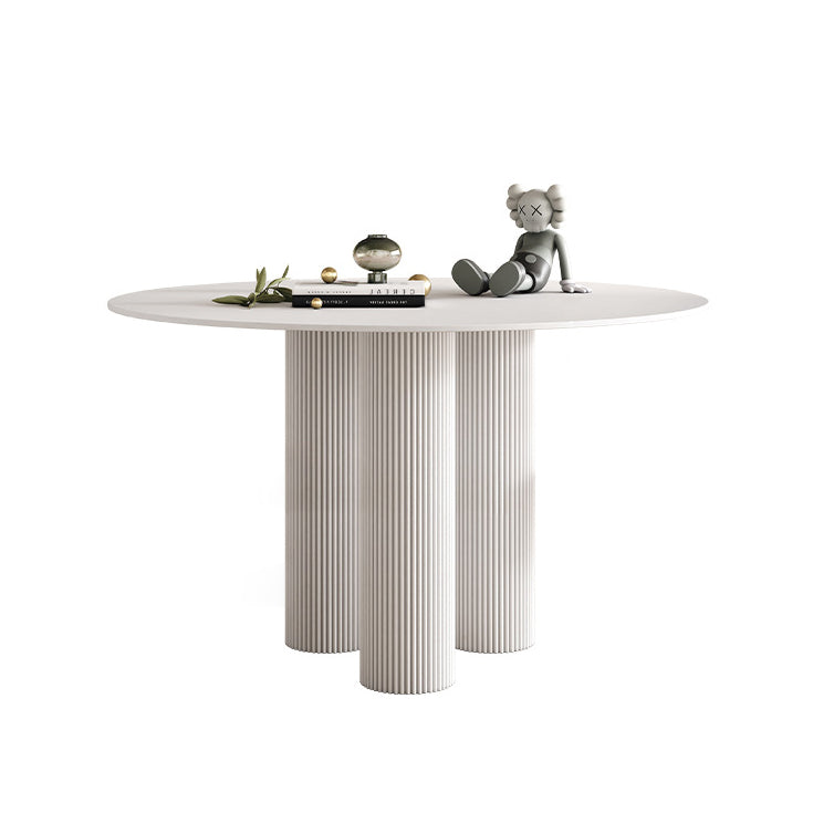 Round Dining Table Stone Top Dining Table with MDF Base for Dining Room White Without Chairs Clearhalo 'Dining Tables & Seating' 'Dining Tables' 'dining_table' 'furn' 'furn_dining_table' 'Furniture' 'furniture_dining_table' 'Kitchen & Dining Furniture' 'kitchen' 'kitchen_dining_table' 4911587