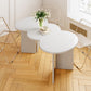 Free Form Solid Wood Dining Table Double Pedestal Furniture in Matte Finish White 70.9"L x 35.4"W x 29.5"H Without Chairs Clearhalo 'Dining Tables & Seating' 'Dining Tables' 'dining_table' 'furn' 'furn_dining_table' 'Furniture' 'furniture_dining_table' 'Kitchen & Dining Furniture' 'kitchen' 'kitchen_dining_table' 4911601