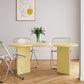Free Form Solid Wood Dining Table Double Pedestal Furniture in Matte Finish Yellow 63"L x 31.5"W x 29.5"H Without Chairs Clearhalo 'Dining Tables & Seating' 'Dining Tables' 'dining_table' 'furn' 'furn_dining_table' 'Furniture' 'furniture_dining_table' 'Kitchen & Dining Furniture' 'kitchen' 'kitchen_dining_table' 4911604