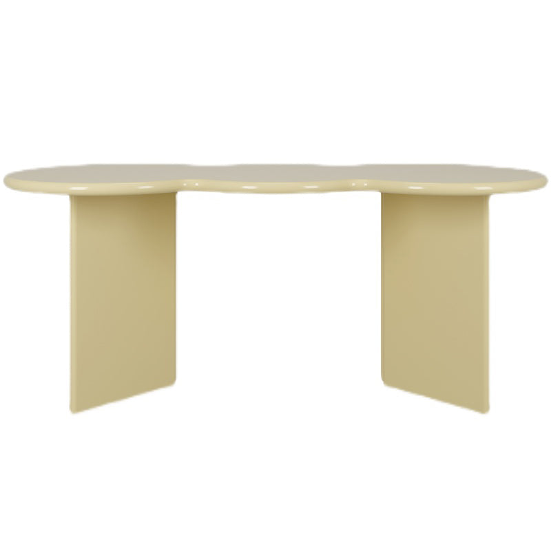 Free Form Solid Wood Dining Table Double Pedestal Furniture in Matte Finish Yellow Without Chairs Clearhalo 'Dining Tables & Seating' 'Dining Tables' 'dining_table' 'furn' 'furn_dining_table' 'Furniture' 'furniture_dining_table' 'Kitchen & Dining Furniture' 'kitchen' 'kitchen_dining_table' 4911605