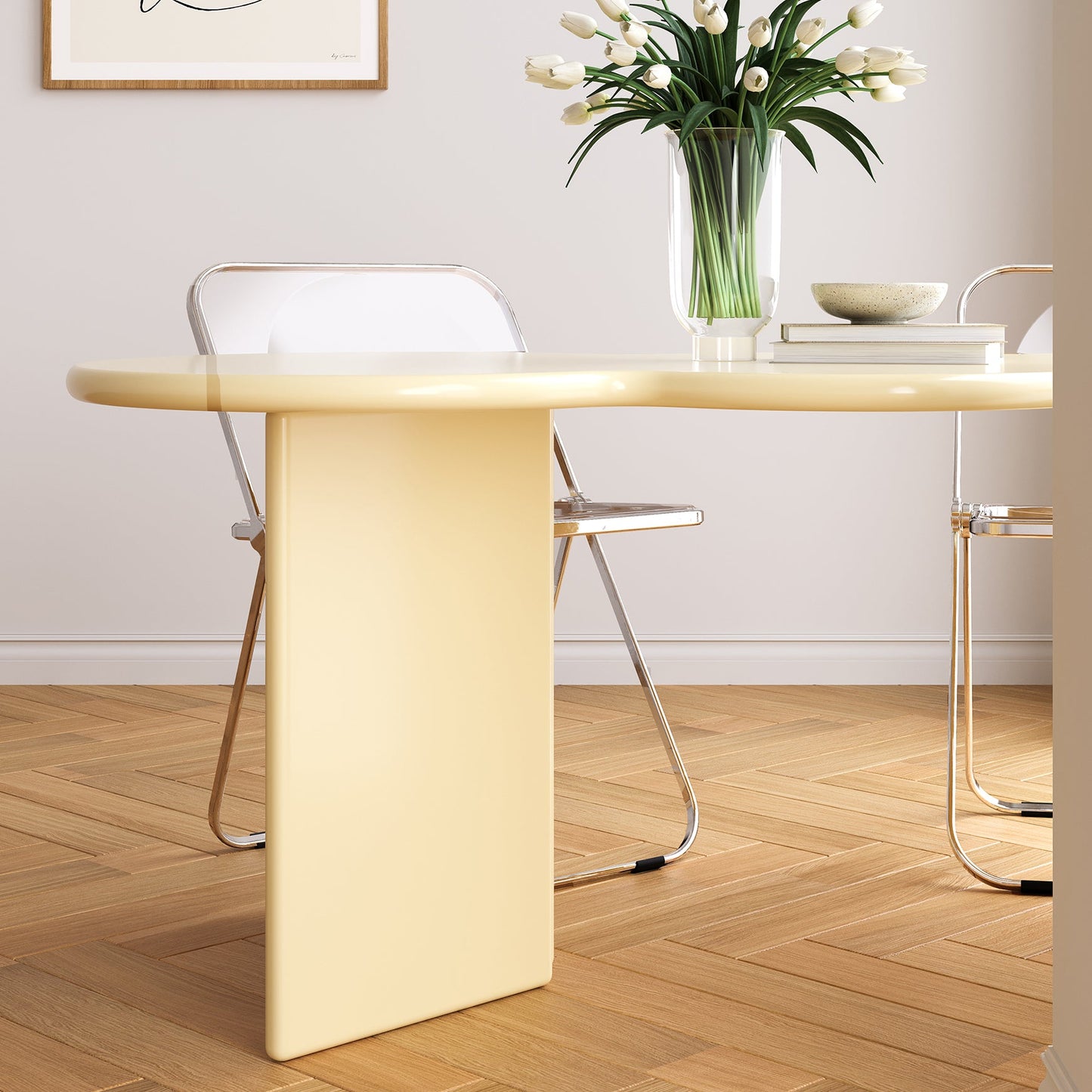 Free Form Solid Wood Dining Table Double Pedestal Furniture in Matte Finish Clearhalo 'Dining Tables & Seating' 'Dining Tables' 'dining_table' 'furn' 'furn_dining_table' 'Furniture' 'furniture_dining_table' 'Kitchen & Dining Furniture' 'kitchen' 'kitchen_dining_table' 4911606