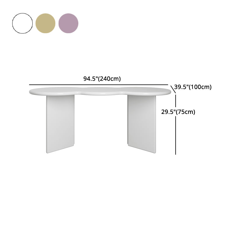 Free Form Solid Wood Dining Table Double Pedestal Furniture in Matte Finish Clearhalo 'Dining Tables & Seating' 'Dining Tables' 'dining_table' 'furn' 'furn_dining_table' 'Furniture' 'furniture_dining_table' 'Kitchen & Dining Furniture' 'kitchen' 'kitchen_dining_table' 4911615