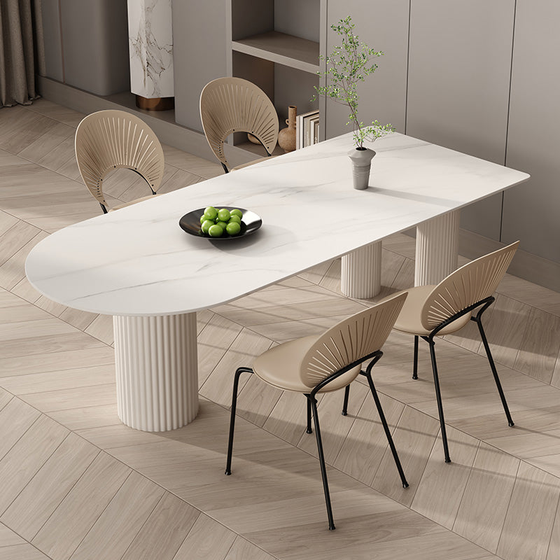 Kitchen Dining Table Modern Stone Dining Table in White and Black White 63"L x 27.6"W x 29.5"H Without Chairs Clearhalo 'Dining Tables & Seating' 'Dining Tables' 'dining_table' 'furn' 'furn_dining_table' 'Furniture' 'furniture_dining_table' 'Kitchen & Dining Furniture' 'kitchen' 'kitchen_dining_table' 4911634