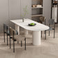 Kitchen Dining Table Modern Stone Dining Table in White and Black White 70.9"L x 31.5"W x 29.5"H Without Chairs Clearhalo 'Dining Tables & Seating' 'Dining Tables' 'dining_table' 'furn' 'furn_dining_table' 'Furniture' 'furniture_dining_table' 'Kitchen & Dining Furniture' 'kitchen' 'kitchen_dining_table' 4911635