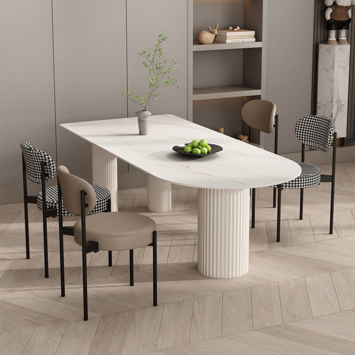 Kitchen Dining Table Modern Stone Dining Table in White and Black White 70.9"L x 31.5"W x 29.5"H Without Chairs Clearhalo 'Dining Tables & Seating' 'Dining Tables' 'dining_table' 'furn' 'furn_dining_table' 'Furniture' 'furniture_dining_table' 'Kitchen & Dining Furniture' 'kitchen' 'kitchen_dining_table' 4911635