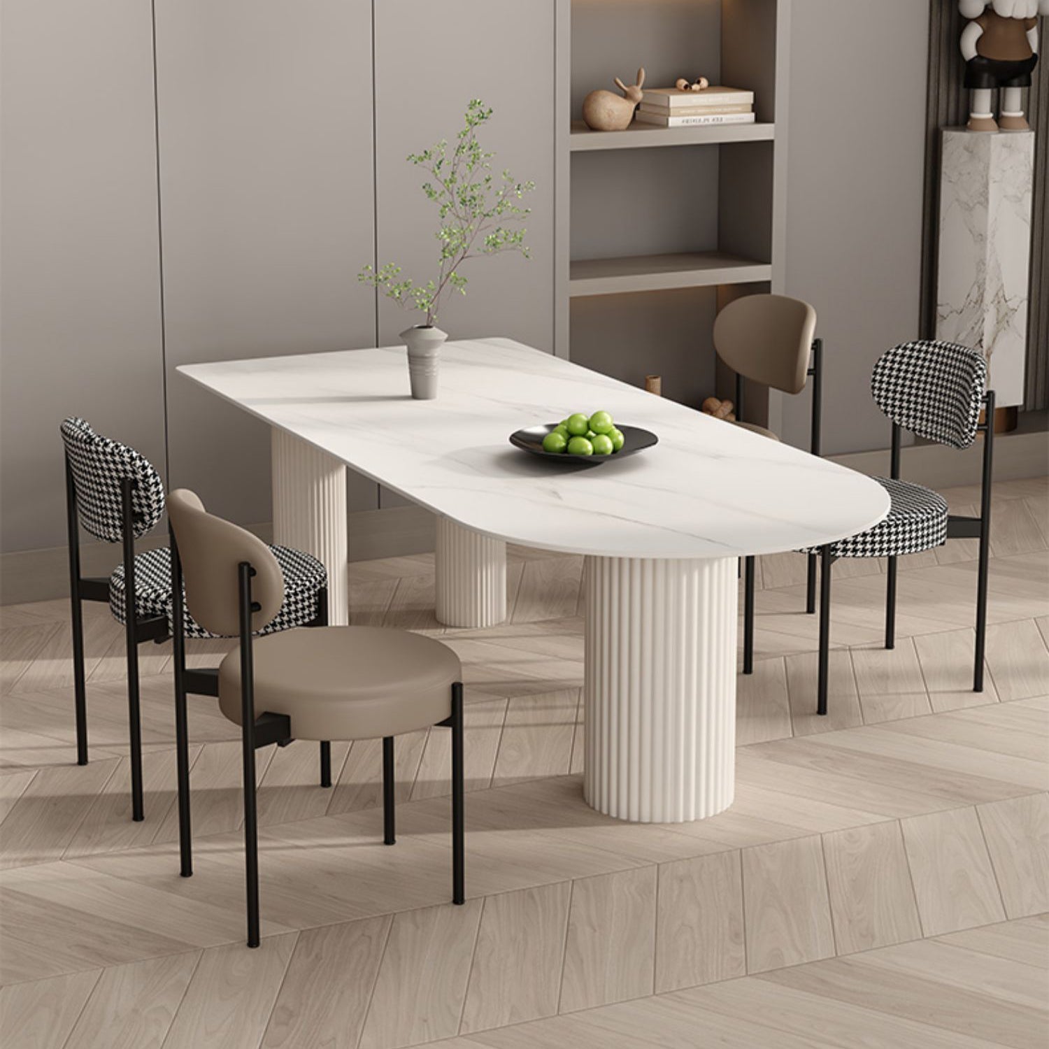 Kitchen Dining Table Modern Stone Dining Table in White and Black White 70.9"L x 31.5"W x 29.5"H Without Chairs Clearhalo 'Dining Tables & Seating' 'Dining Tables' 'dining_table' 'furn' 'furn_dining_table' 'Furniture' 'furniture_dining_table' 'Kitchen & Dining Furniture' 'kitchen' 'kitchen_dining_table' 4911635