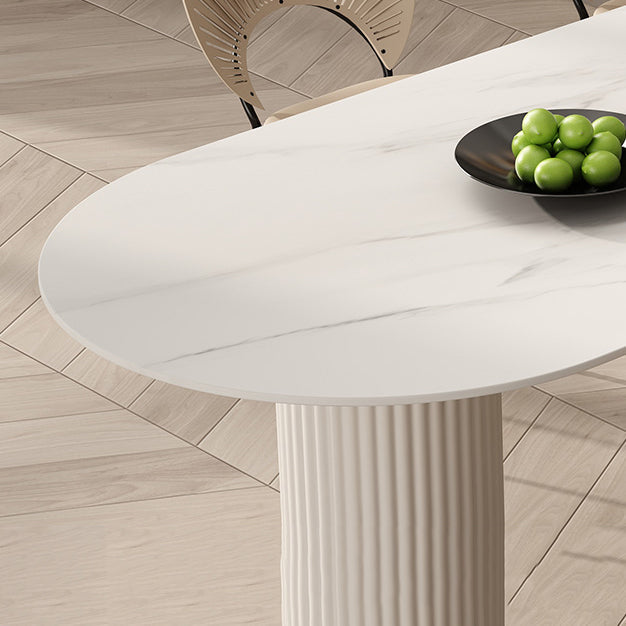 Kitchen Dining Table Modern Stone Dining Table in White and Black Clearhalo 'Dining Tables & Seating' 'Dining Tables' 'dining_table' 'furn' 'furn_dining_table' 'Furniture' 'furniture_dining_table' 'Kitchen & Dining Furniture' 'kitchen' 'kitchen_dining_table' 4911638