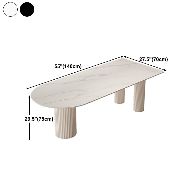 Kitchen Dining Table Modern Stone Dining Table in White and Black Clearhalo 'Dining Tables & Seating' 'Dining Tables' 'dining_table' 'furn' 'furn_dining_table' 'Furniture' 'furniture_dining_table' 'Kitchen & Dining Furniture' 'kitchen' 'kitchen_dining_table' 4911642