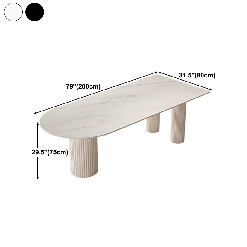 Kitchen Dining Table Modern Stone Dining Table in White and Black Clearhalo 'Dining Tables & Seating' 'Dining Tables' 'dining_table' 'furn' 'furn_dining_table' 'Furniture' 'furniture_dining_table' 'Kitchen & Dining Furniture' 'kitchen' 'kitchen_dining_table' 4911645