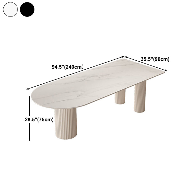 Kitchen Dining Table Modern Stone Dining Table in White and Black Clearhalo 'Dining Tables & Seating' 'Dining Tables' 'dining_table' 'furn' 'furn_dining_table' 'Furniture' 'furniture_dining_table' 'Kitchen & Dining Furniture' 'kitchen' 'kitchen_dining_table' 4911647