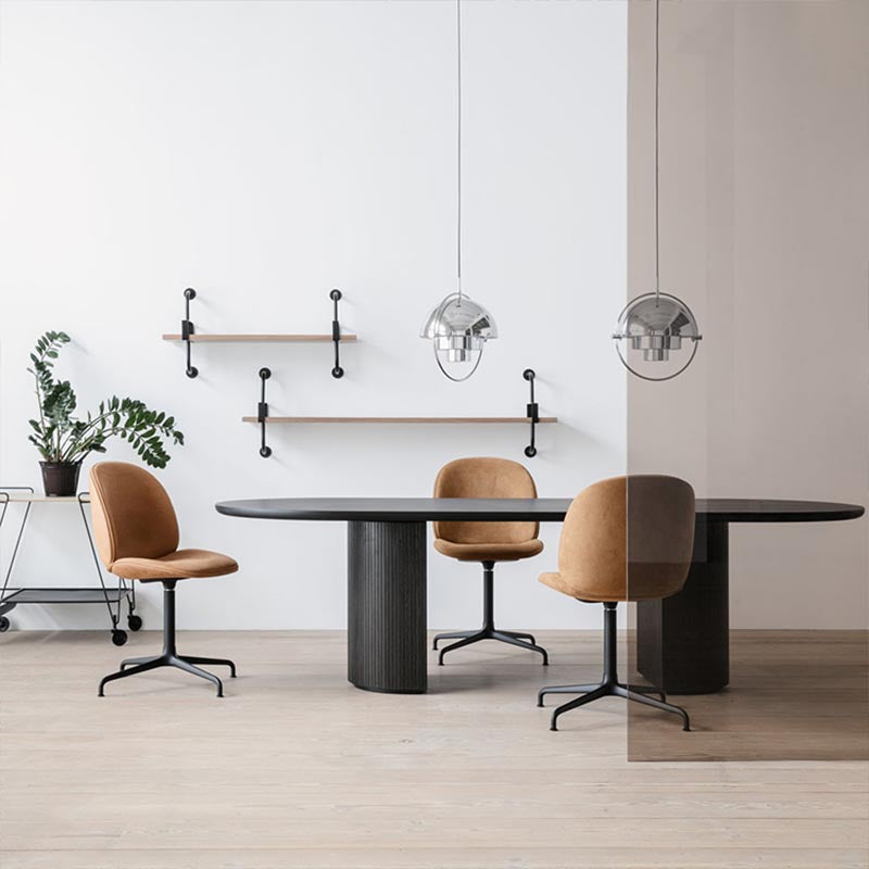 Oval Double Pedestal Modern Dining Table Fixed Table with Solid Wood Black 63"L x 27.6"W x 29.5"H Without Chairs Clearhalo 'Dining Tables & Seating' 'Dining Tables' 'dining_table' 'furn' 'furn_dining_table' 'Furniture' 'furniture_dining_table' 'Kitchen & Dining Furniture' 'kitchen' 'kitchen_dining_table' 4911649