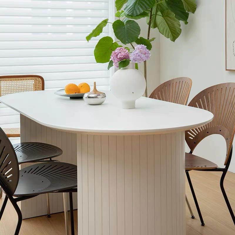 Oval Double Pedestal Modern Dining Table Fixed Table with Solid Wood Clearhalo 'Dining Tables & Seating' 'Dining Tables' 'dining_table' 'furn' 'furn_dining_table' 'Furniture' 'furniture_dining_table' 'Kitchen & Dining Furniture' 'kitchen' 'kitchen_dining_table' 4911656