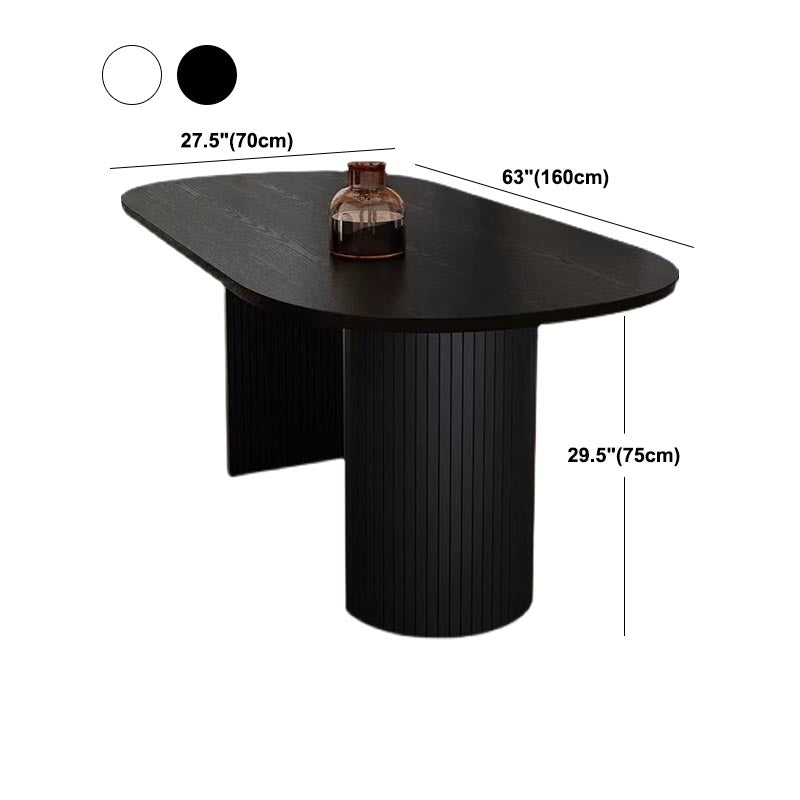 Oval Double Pedestal Modern Dining Table Fixed Table with Solid Wood Clearhalo 'Dining Tables & Seating' 'Dining Tables' 'dining_table' 'furn' 'furn_dining_table' 'Furniture' 'furniture_dining_table' 'Kitchen & Dining Furniture' 'kitchen' 'kitchen_dining_table' 4911660