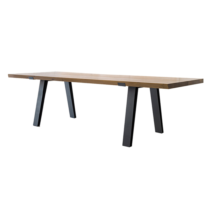 Industrial Pine Wood Table for Restaurant Rectangle Dining Table with Metal 4 Legs Without Chairs Clearhalo 'Dining Tables & Seating' 'Dining Tables' 'dining_table' 'furn' 'furn_dining_table' 'Furniture' 'furniture_dining_table' 'Kitchen & Dining Furniture' 'kitchen' 'kitchen_dining_table' 4911667