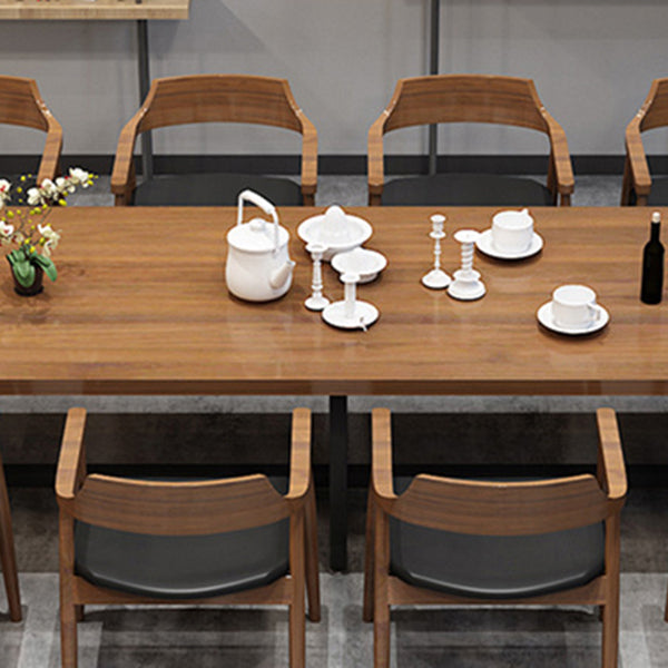 Metal Industrial Rectangle Table Pine Wood Top Indoor Table with Trestle Clearhalo 'Dining Tables & Seating' 'Dining Tables' 'dining_table' 'furn' 'furn_dining_table' 'Furniture' 'furniture_dining_table' 'Kitchen & Dining Furniture' 'kitchen' 'kitchen_dining_table' 4911684