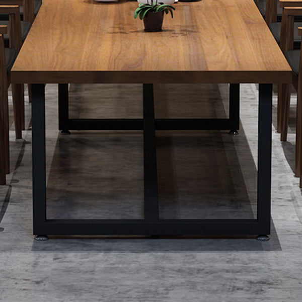 Metal Industrial Rectangle Table Pine Wood Top Indoor Table with Trestle Clearhalo 'Dining Tables & Seating' 'Dining Tables' 'dining_table' 'furn' 'furn_dining_table' 'Furniture' 'furniture_dining_table' 'Kitchen & Dining Furniture' 'kitchen' 'kitchen_dining_table' 4911685