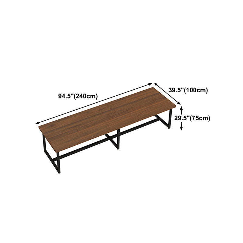 Metal Industrial Rectangle Table Pine Wood Top Indoor Table with Trestle Clearhalo 'Dining Tables & Seating' 'Dining Tables' 'dining_table' 'furn' 'furn_dining_table' 'Furniture' 'furniture_dining_table' 'Kitchen & Dining Furniture' 'kitchen' 'kitchen_dining_table' 4911698
