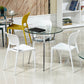 Metal Modern Round Indoor Table Glass Top Table for Kitchen and Dining Room Clear 31.5"L x 31.5"W x 29.5"H Without Chairs Clearhalo 'Dining Tables & Seating' 'Dining Tables' 'dining_table' 'furn' 'furn_dining_table' 'Furniture' 'furniture_dining_table' 'Kitchen & Dining Furniture' 'kitchen' 'kitchen_dining_table' 4911702