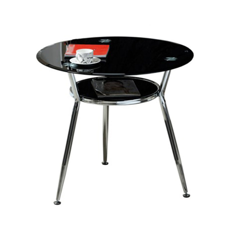 Metal Modern Round Indoor Table Glass Top Table for Kitchen and Dining Room Black Without Chairs Clearhalo 'Dining Tables & Seating' 'Dining Tables' 'dining_table' 'furn' 'furn_dining_table' 'Furniture' 'furniture_dining_table' 'Kitchen & Dining Furniture' 'kitchen' 'kitchen_dining_table' 4911703