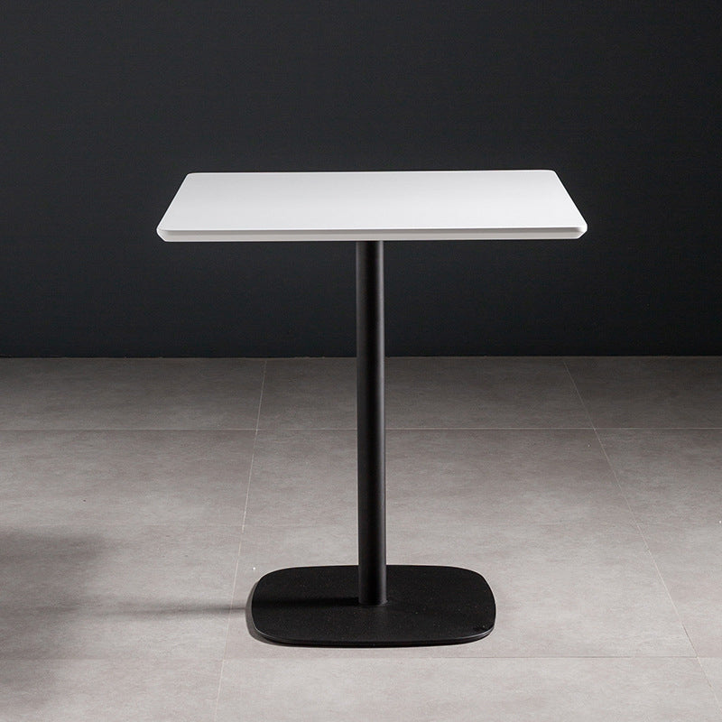 21-inch Metal Industrial Dining Table Square Pine Solid Wood Top Table with Pedestal White Black Without Chairs Clearhalo 'Dining Tables & Seating' 'Dining Tables' 'dining_table' 'furn' 'furn_dining_table' 'Furniture' 'furniture_dining_table' 'Kitchen & Dining Furniture' 'kitchen' 'kitchen_dining_table' 4911730