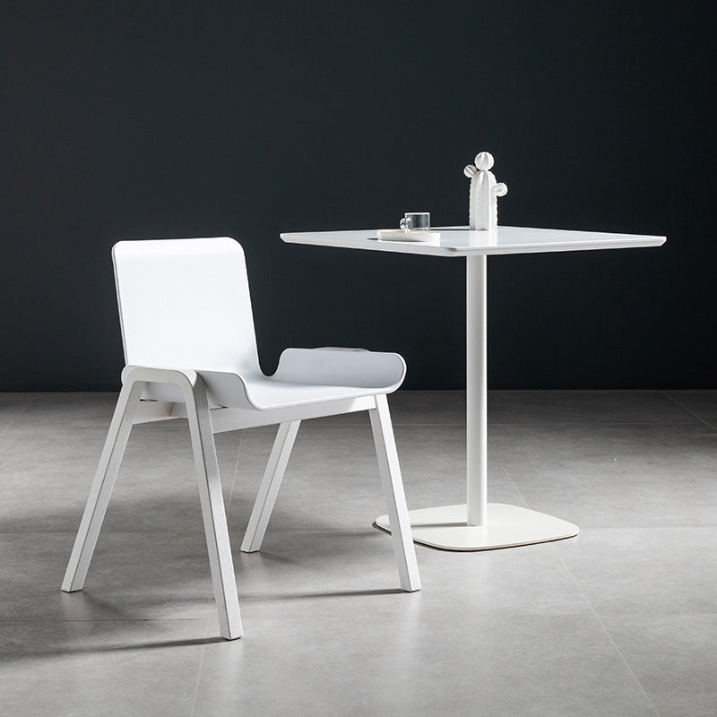 21-inch Metal Industrial Dining Table Square Pine Solid Wood Top Table with Pedestal White White Without Chairs Clearhalo 'Dining Tables & Seating' 'Dining Tables' 'dining_table' 'furn' 'furn_dining_table' 'Furniture' 'furniture_dining_table' 'Kitchen & Dining Furniture' 'kitchen' 'kitchen_dining_table' 4911731