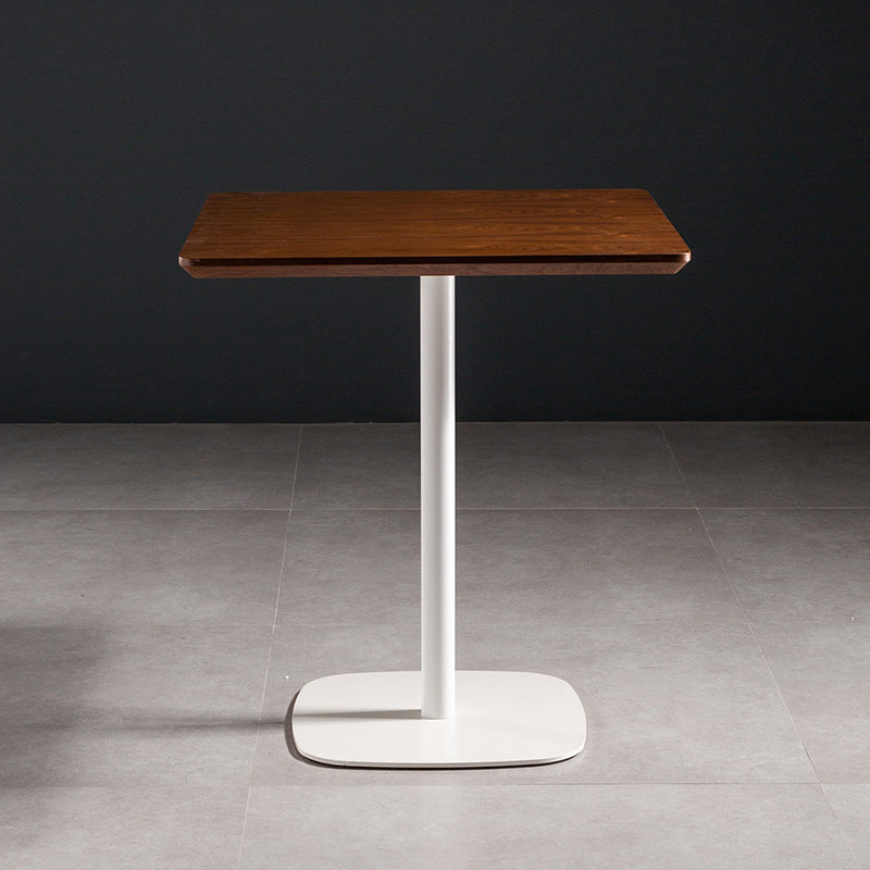 21-inch Metal Industrial Dining Table Square Pine Solid Wood Top Table with Pedestal Walnut White Without Chairs Clearhalo 'Dining Tables & Seating' 'Dining Tables' 'dining_table' 'furn' 'furn_dining_table' 'Furniture' 'furniture_dining_table' 'Kitchen & Dining Furniture' 'kitchen' 'kitchen_dining_table' 4911732