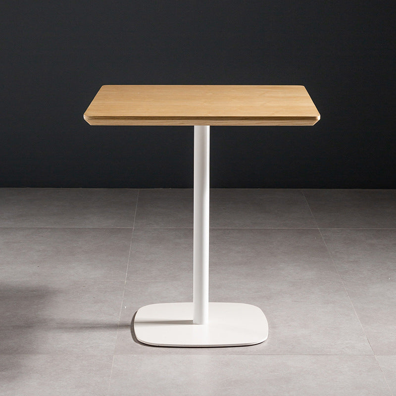 21-inch Metal Industrial Dining Table Square Pine Solid Wood Top Table with Pedestal Natural White Without Chairs Clearhalo 'Dining Tables & Seating' 'Dining Tables' 'dining_table' 'furn' 'furn_dining_table' 'Furniture' 'furniture_dining_table' 'Kitchen & Dining Furniture' 'kitchen' 'kitchen_dining_table' 4911734