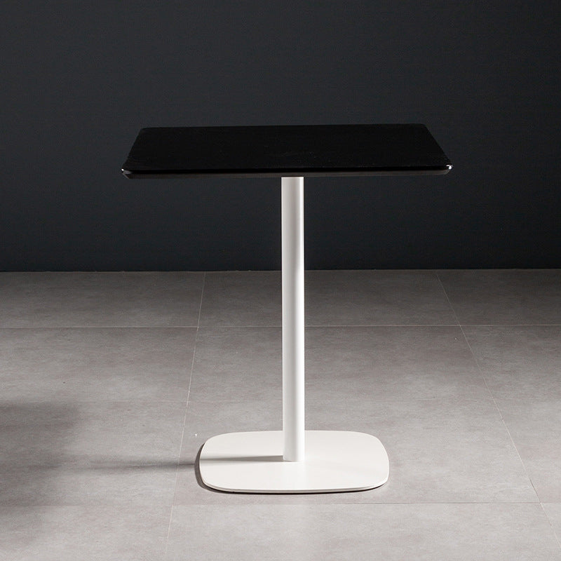 21-inch Metal Industrial Dining Table Square Pine Solid Wood Top Table with Pedestal Black White Without Chairs Clearhalo 'Dining Tables & Seating' 'Dining Tables' 'dining_table' 'furn' 'furn_dining_table' 'Furniture' 'furniture_dining_table' 'Kitchen & Dining Furniture' 'kitchen' 'kitchen_dining_table' 4911736