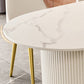 Sintered Stone Top Kitchen Table for Restaurant Luxury White Table with Double Pedestal Clearhalo 'Dining Tables & Seating' 'Dining Tables' 'dining_table' 'furn' 'furn_dining_table' 'Furniture' 'furniture_dining_table' 'Kitchen & Dining Furniture' 'kitchen' 'kitchen_dining_table' 4911771