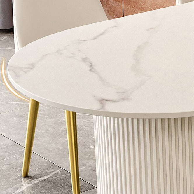 Sintered Stone Top Kitchen Table for Restaurant Luxury White Table with Double Pedestal Clearhalo 'Dining Tables & Seating' 'Dining Tables' 'dining_table' 'furn' 'furn_dining_table' 'Furniture' 'furniture_dining_table' 'Kitchen & Dining Furniture' 'kitchen' 'kitchen_dining_table' 4911771