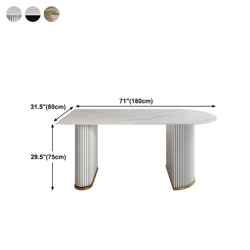 Free Form Sintered Stone Table for Restaurant Luxury Table with Double Pedestal Clearhalo 'Dining Tables & Seating' 'Dining Tables' 'dining_table' 'furn' 'furn_dining_table' 'Furniture' 'furniture_dining_table' 'Kitchen & Dining Furniture' 'kitchen' 'kitchen_dining_table' 4911815