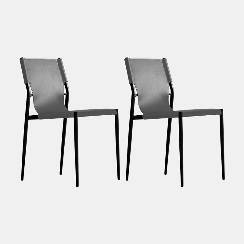 Contemporary Dining Leather Chair Armless Side Chair for Home Use Grey 2 Piece Set Clearhalo 'Dining Chairs' 'Dining Tables & Seating' 'dining_chair' 'furn' 'furn_dining_chair' 'Furniture' 'furniture_dining_chair' 'Kitchen & Dining Furniture' 4911818