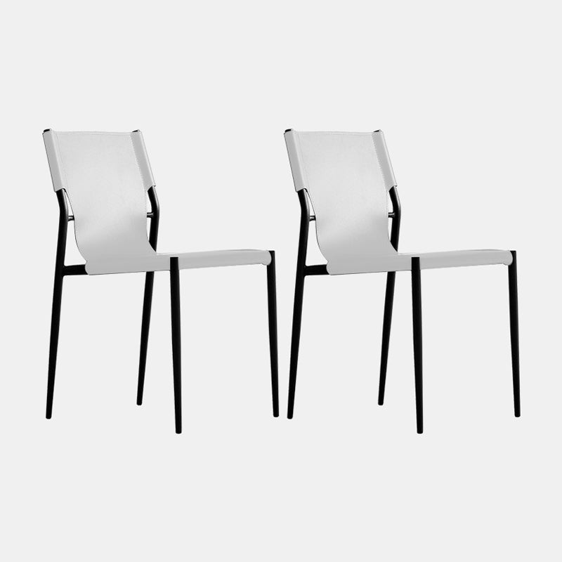 Contemporary Dining Leather Chair Armless Side Chair for Home Use White 2 Piece Set Clearhalo 'Dining Chairs' 'Dining Tables & Seating' 'dining_chair' 'furn' 'furn_dining_chair' 'Furniture' 'furniture_dining_chair' 'Kitchen & Dining Furniture' 4911820