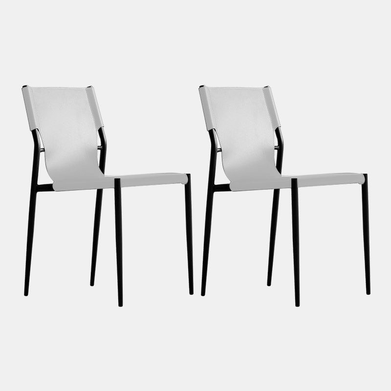 Contemporary Dining Leather Chair Armless Side Chair for Home Use Off-White 2 Piece Set Clearhalo 'Dining Chairs' 'Dining Tables & Seating' 'dining_chair' 'furn' 'furn_dining_chair' 'Furniture' 'furniture_dining_chair' 'Kitchen & Dining Furniture' 4911824