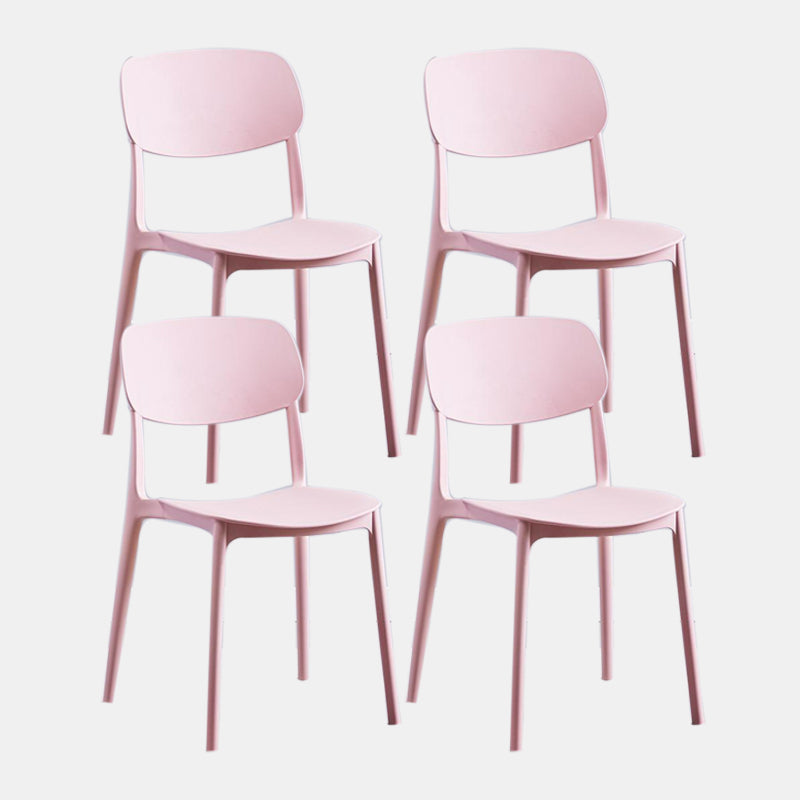 Scandinavian Plastic Dining Armless Chair Open Back Side Chairs for Home Pink 4 Piece Set Clearhalo 'Dining Chairs' 'Dining Tables & Seating' 'dining_chair' 'furn' 'furn_dining_chair' 'Furniture' 'furniture_dining_chair' 'Kitchen & Dining Furniture' 4911838