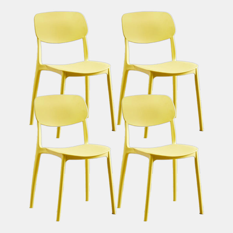 Scandinavian Plastic Dining Armless Chair Open Back Side Chairs for Home Yellow 4 Piece Set Clearhalo 'Dining Chairs' 'Dining Tables & Seating' 'dining_chair' 'furn' 'furn_dining_chair' 'Furniture' 'furniture_dining_chair' 'Kitchen & Dining Furniture' 4911841