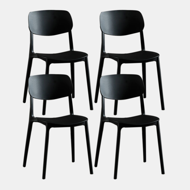 Nordic Chair Dining Armless Chairs for Kitchen with Plastic Legs Black 4 Piece Set Clearhalo 'Dining Chairs' 'Dining Tables & Seating' 'dining_chair' 'furn' 'furn_dining_chair' 'Furniture' 'furniture_dining_chair' 'Kitchen & Dining Furniture' 4911849