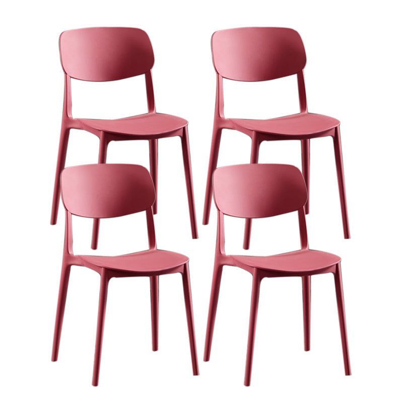 Nordic Chair Dining Armless Chairs for Kitchen with Plastic Legs Burgundy 4 Piece Set Clearhalo 'Dining Chairs' 'Dining Tables & Seating' 'dining_chair' 'furn' 'furn_dining_chair' 'Furniture' 'furniture_dining_chair' 'Kitchen & Dining Furniture' 4911857