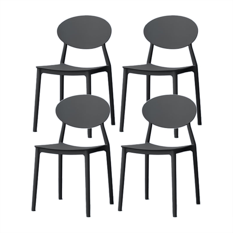 Nordic Chairs Dining Armless Chairs for Kitchen with Plastic Legs Black 4 Piece Set Clearhalo 'Dining Chairs' 'Dining Tables & Seating' 'dining_chair' 'furn' 'furn_dining_chair' 'Furniture' 'furniture_dining_chair' 'Kitchen & Dining Furniture' 4911869